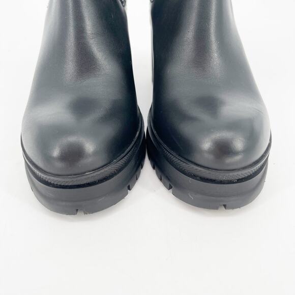 Prada Black Leather Double Gore Lug Sole Block Heel Chelsea Ankle Boot IT 36 - Picture 7 of 14